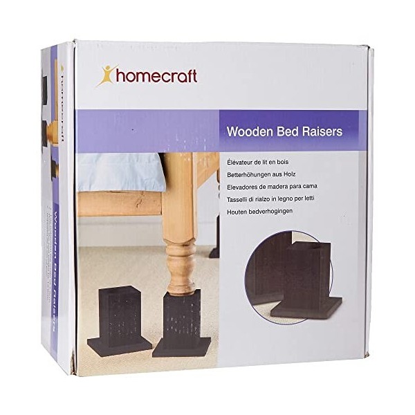 Homecraft Wooden Bed Raisers, Designed for Beds Providing Ideal Stability, Furniture Raisers, Raise Bed Height by 13 cm, Stro