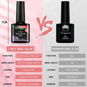 ENCOUN 7 en 1 Colle Faux Ongles, 2PCS 10ml Capsules Ongles, Colle Faux Ongles UV Extra Forte, Colle Capsule Americaine Ongle,