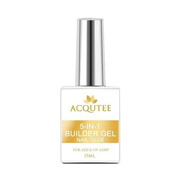 ACQUTEE 15ml Builder Gel Colles pour Ongles 5 en 1 Base Gel Pour Pose Américaine Ongles Capsules, Nail Extend Durcissement, N