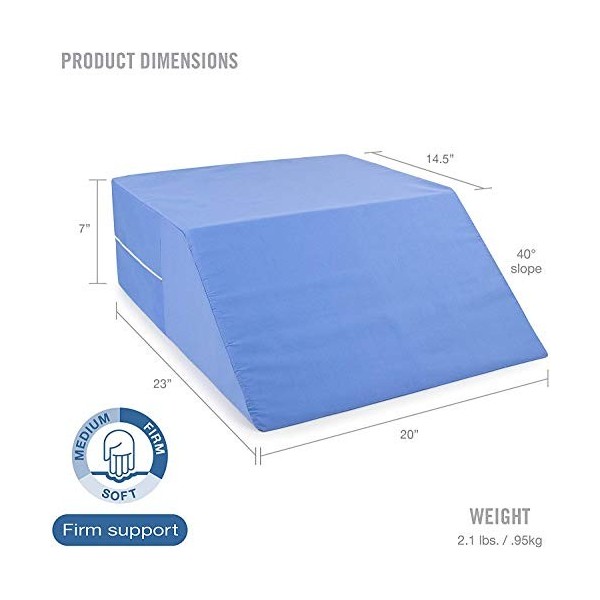 DMI Duro-Med Coussin orthopédique incliné avec housse en polyester/coton Bleu