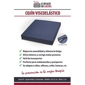 Lentrepôt du matelas - Coussin anti-escarres viscoélastique. Housse en PU antidérapant 42 x 42 x 7 cm