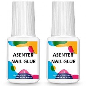 ASENTER 2 * 8g Colle Faux Ongles Extra Forte Avec Pinceau Capsules Ongle Colle Nail Bond Professionnelle Super Forte Pour Poi
