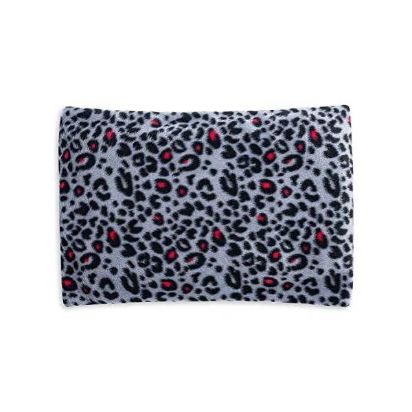 Coussin en cerisier pour la détente et le bien-être | Housse polaire amovible en peluche Pink Leopard | 350 grammes | 30x20cm