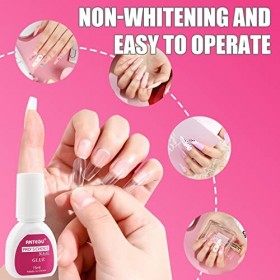 Colle à Ongles, 4 * 15ML Extra Forte Faux Ongles Colle avec Pinceau, professionnelle Colle pour Coller ou Réparer des Ongles 