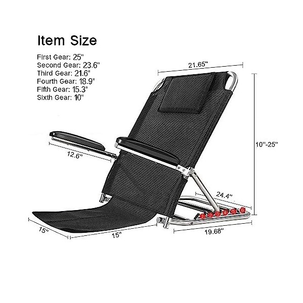 Nisorpa Support de dossier de lit réglable avec accoudoirs pour sasseoir, support de lit pliable pour personnes âgées, haute