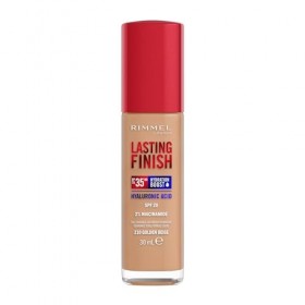 Rimmel London Lasting Finish 35 Hour, 210 Golden Beige, fond de teint, longue tenue, hydratant, formule vegan, couvrance tota