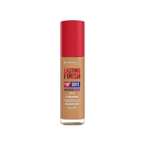 Rimmel London Lasting Finish 35 Hour, 350 Golden Honey, fond de teint, longue tenue, hydratant, formule vegan, couvrance tota