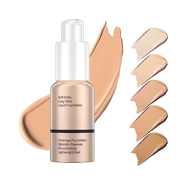 Fond de Teint Liquide, 30ml Foundation Liquid Full Coverage 24HR Matte Oil Control Concealer, Foundation & Concealer, Waterpr