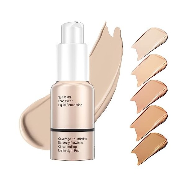 Fond de Teint Liquide, 30ml Foundation Liquid Full Coverage 24HR Matte Oil Control Concealer, Foundation & Concealer, Waterpr