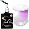 INTOBAS Colle Capsules Ongles 7 en 1, 15ML Gummy Base, Lampe UV Ongle Gel x Pose Americaine Longue Duré, Base Rubber avec 16W