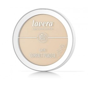 lavera Satin Compact Powder -Poudre Compacte -Medium 02- nude - Huile damande bio & Poudre de riz bio - Végan - matifiante -