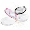 Mabor Lot de 2 conteneurs de poudre en vrac rose, argent, 7,6 x 1,5 cm portables pour poudre de maquillage, houppette de po