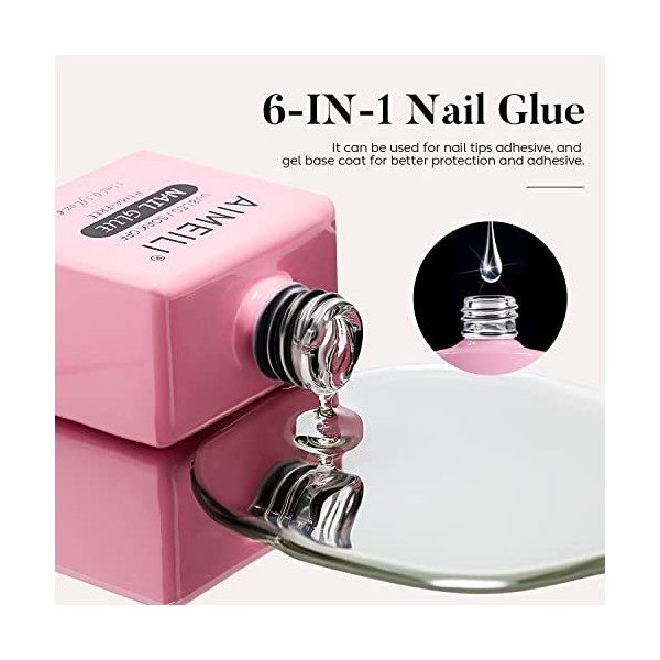 AIMEILI 15ml Nail Glue Colle Faux Ongles Gel UV/LED Nail Bond Colle Clair