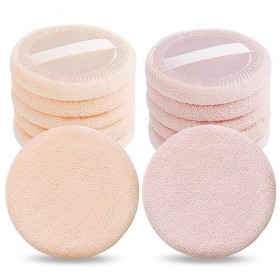 WLLHYF Lot de 12 houppes à poudre de maquillage rondes en coton rose pour le maquillage, poudre pour le visage, velours lavab