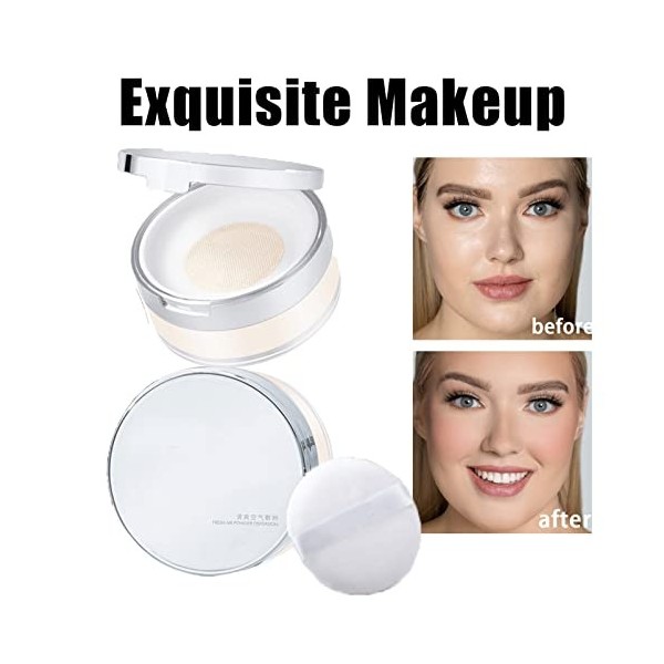 Poudre libre avec miroir, poudre fixante, poudre libre pour les peaux matures, maquillage du visage lisse, poudre translucide