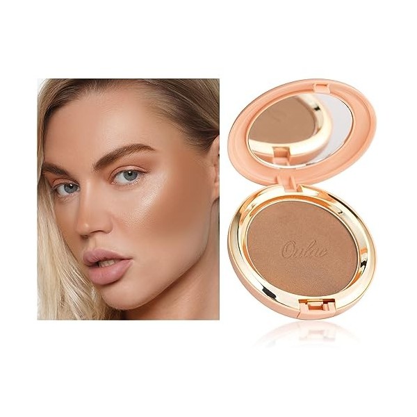 Oulac Bronzer Poudre Visage Maquillage Compacte - Blush Bronzant, Highlighter, Bronze Brillant Poudre De Soleil, Contouring, 