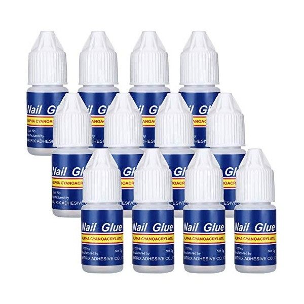 12 Bouteilles Colle à Ongles Colle à Ongles à Séchage Rapide Colle Acrylique pour Pointes dOngles Adhésif Ongles Adhésifs de