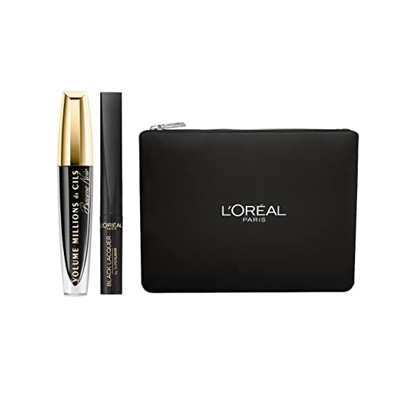 LOréal Paris - Volume Millions de Cils Baume Noir - Coffret cadeau Femme trousse regard Mascara & liner