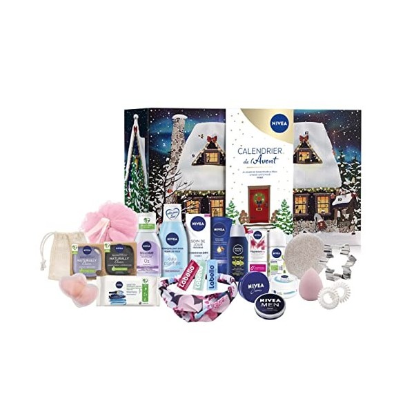 NIVEA Calendrier de lAvent 2022, Coffret NIVEA contenant 24 must-have pour patienter jusqu’à Noël, Calendrier Noël avec prod