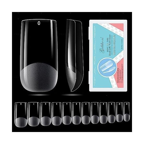 Gelike ec 552 Pièces Capsule Américaine Ongle Amande Pose Américaine Ongle 11 Tailles, Faux Ongles Transparent, Artificiel On