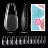 Gelike ec 552 Pièces Capsule Américaine Ongle Amande Pose Américaine Ongle 11 Tailles, Faux Ongles Transparent, Artificiel On