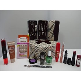 Luxe 10pc Make Up + 11pc de manucure Beauté Boîte cadeau Ensemble cadeau Mix marques ~ loréal&nbsp;–&nbsp;Cover Girl&nbsp;–&nbsp;Max Factor&nbsp;–&nbsp;Ma