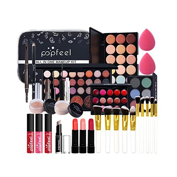 Joyeee Kit de Maquillage Complet, Coffret Maquillage Femme, Kit Maquillage Femme, Lot Maquillage avec Ombres Paupières, Rouge