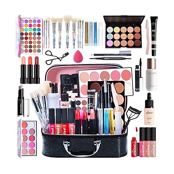 CHSEEO Kit de Maquillage Complet, Palette de Maquillage Cosmétique Coffret Cadeau Maquillage Mallette avec Rouge à Lèvres Far