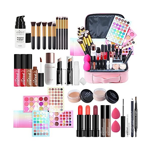 CHSEEO Kit de Maquillage Complet, Palette de Maquillage Cosmétique Coffret Cadeau Maquillage Mallette avec Rouge à Lèvres Far