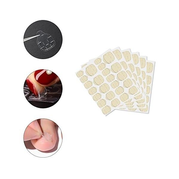 20 Feuilles 480 Pcs Autocollant DOngle de Colle Double Face Autocollant dOngle Adhésif Transparent Nail Glue Jelly Gel Ruba