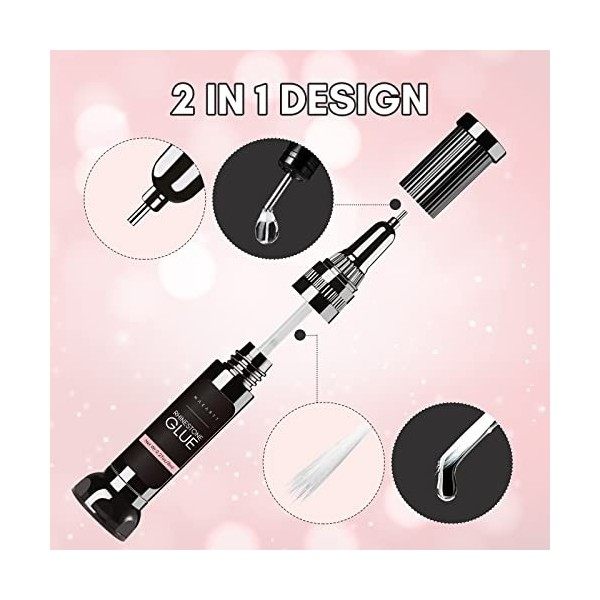 Makartt Mise à jour 2pcs gel de colle pour ongles strass avec pointe de stylo pinceau, stylo de précision de colle à ongles t