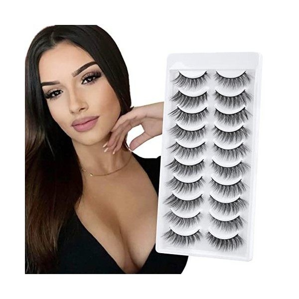 Faux Cils Naturel court 3d Faux Cils Doux 10 paires Réutilisable Cat Eye Fake Lashes Waterproof les faux cils Wispy Eye Lashe