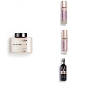 Makeup Revolution, Perfect Base Face Bundle, Conceal & Define C4 / F4 Concealer & Foundation, Translucent Loose Baking Powder