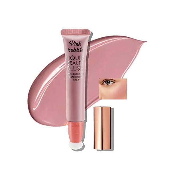 Boobeen Matte Liquid Blush, Blush Beauty Wand, Blush visage estompé avec applicateur coussin, Blush crème doux pour les joues