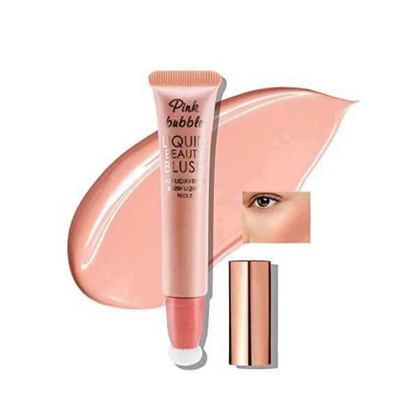 Boobeen Matte Liquid Blush, Blush Beauty Wand, Blush visage estompé avec applicateur coussin, Blush crème doux pour les joues