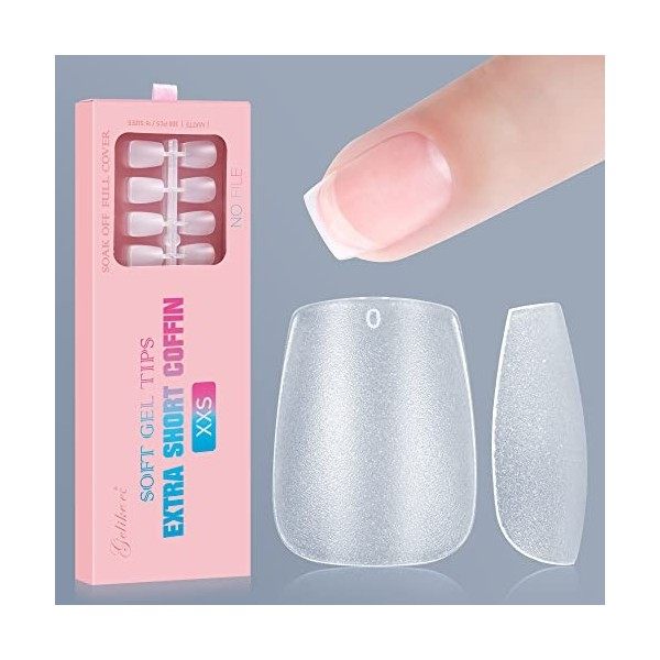 Gelike ec Capsule Americaine Ongle Court XXS Ballerine Pose Américaine Ongle EXTRA COURTE MAT 300PCS 15 Tailles Faux Ongles e