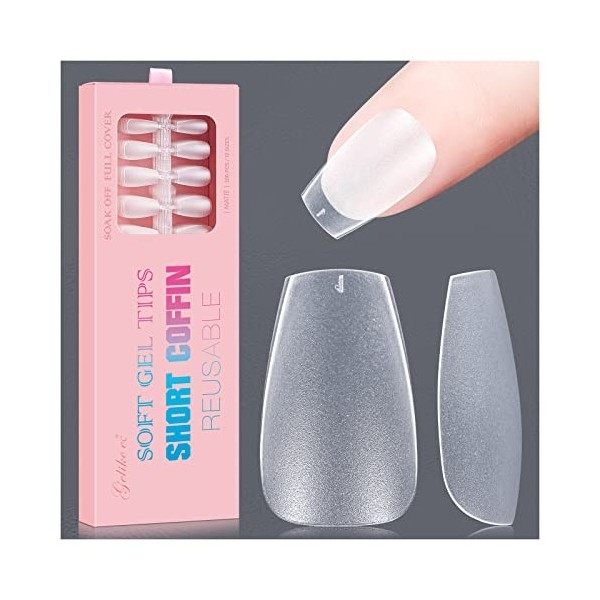 Gelike ec Capsule Americaine Ongle Court XXS Ballerine Pose Américaine Ongle EXTRA COURTE MAT 300PCS 15 Tailles Faux Ongles e