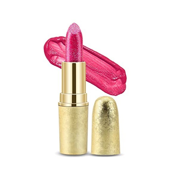 Boobeen Glitter Lipstick Hydrating Lip Balm Sparkling Shine Lip Color Nonstick Highly Pigmented Formula Gives Metallic Finish