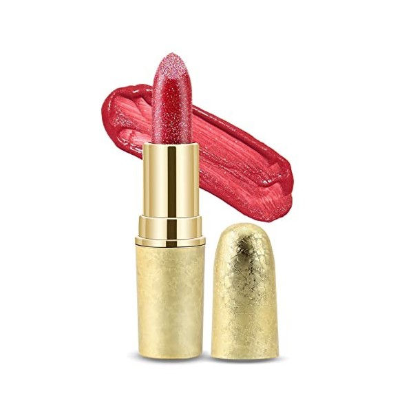 Boobeen Glitter Lipstick Hydrating Lip Balm Sparkling Shine Lip Color Nonstick Highly Pigmented Formula Gives Metallic Finish