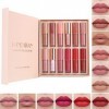 Rihsay 12 Couleurs Rouge à Lèvres Mat Longue Tenue Gloss Repulpant Lèvres Brillant à Lèvres Liquide Rouge à Lèvres Sans Trans