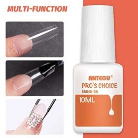 4 Pièces 10g Colle à Ongles Rapide,4X10g Colle Faux Ongles Acrylique pour Pointes dOngles,Colle à Ongles avec Brosse pour Co