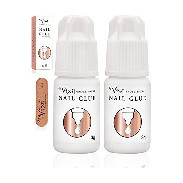 2 x 3g COLLE EXTRA FORTE POUR ONGLES avec LIME DE PRÉPARATION GRATUITS Adhésion et séchage instantanés, De qualité profession