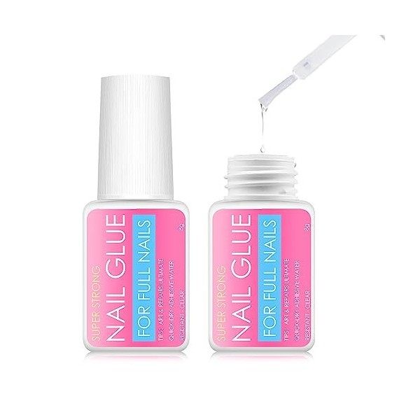 Colle à Ongles, 1 x 8g Colle Extra Forte pour Ongles- Pinceau Inclu, Nail Bond Colle A Faux Ongles, Pour Pointes En Acrylique