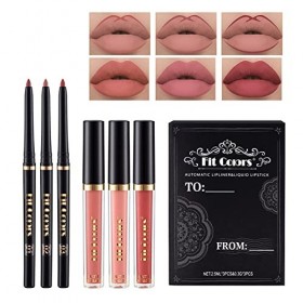 12Pcs Crayon À Lèvres Mat Et Ensemble De Rouge À Lèvres 24 Heures Nus Étanche Beauté Maquillage Kit Lipgloss Pour Femmes Cray