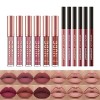 12Pcs Crayon À Lèvres Mat Et Ensemble De Rouge À Lèvres 24 Heures Nus Étanche Beauté Maquillage Kit Lipgloss Pour Femmes Cray