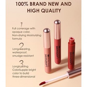 6 couleurs Ensemble de rouge à lèvres mat, liquide imperméable à leau longue durée brillant à lèvres, tasse antiadhésive hyd