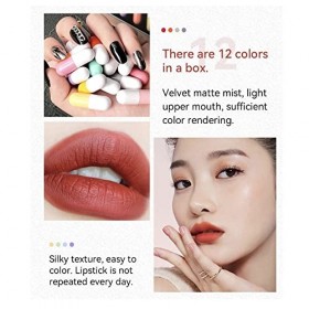 12 couleurs Mini petit rouge à lèvres, ensemble de rouge à lèvres en forme de capsule, couleur riche, pas facile à attraper l