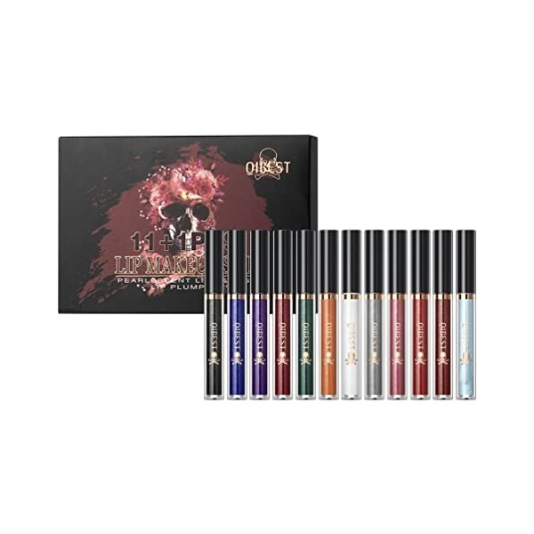 Gloss à lèvres en forme de tête de mort - Couleur nacrée - Rouge à lèvres liquide incolore - Huile riche - 11 couleurs