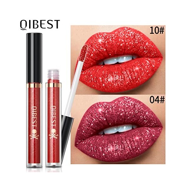 Gloss à lèvres en forme de tête de mort - Couleur nacrée - Rouge à lèvres liquide incolore - Huile riche - 11 couleurs