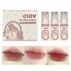 3 Pièces Vintage Teacup Bear Lip and Cheek Colour Clay Set, Waterproof Long Lasting Smudgeproof Matte Lip Glaze, Highly Pigme